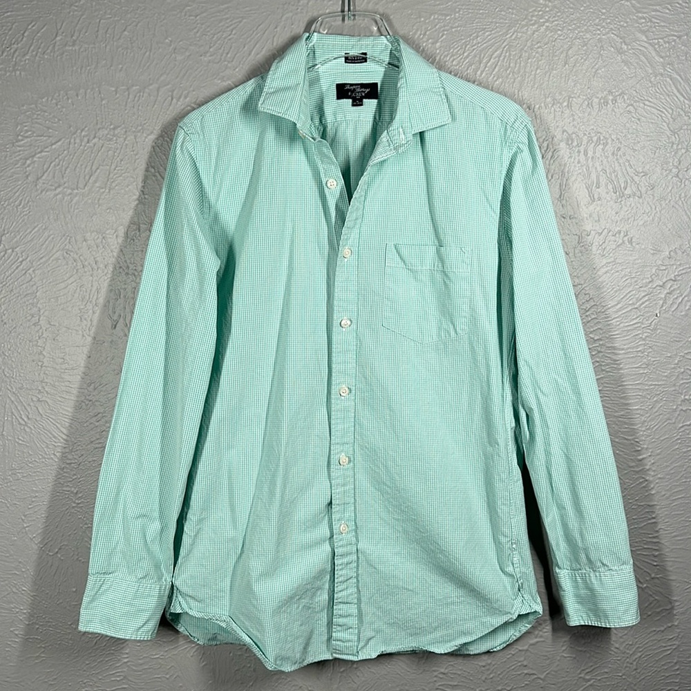 Thompson Shirtings by J. Crew Mint Green Checkered Button Up Shirt Men's…